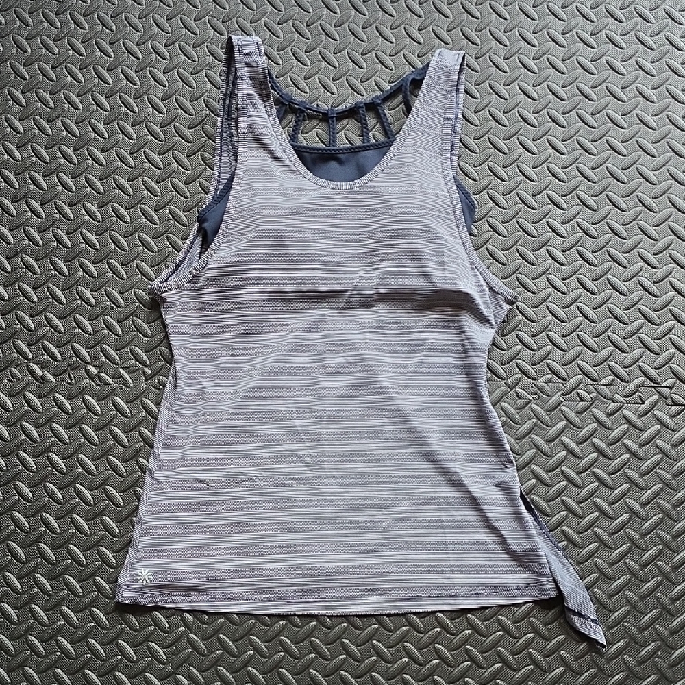 Athleta Navy And Whitle Striped Max Out Tank Top And Bra- S